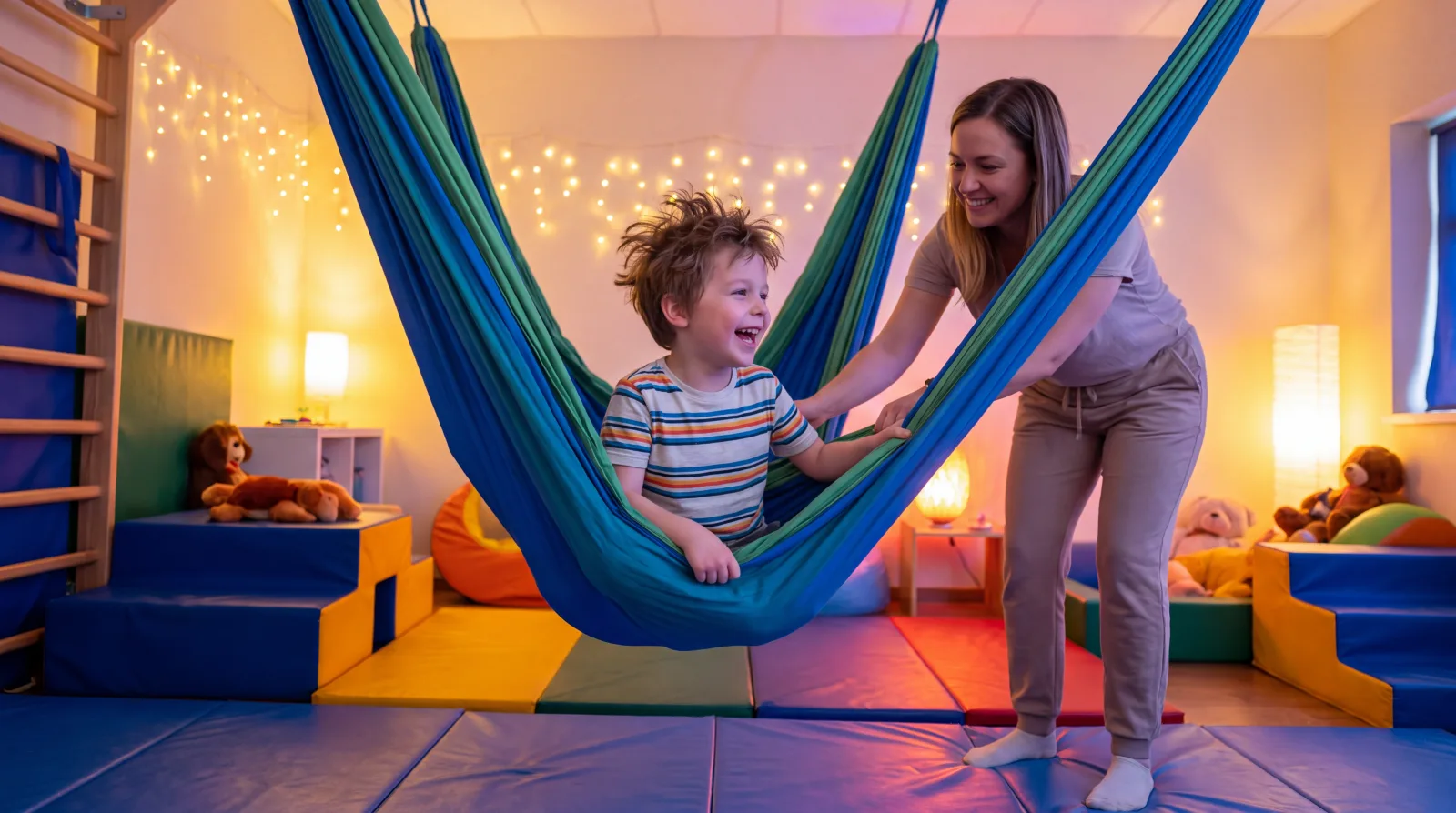 Child on sensory swing